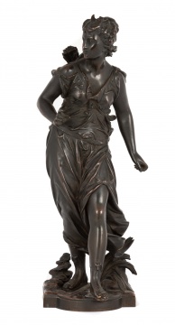 Eutrope Bouret (French, 1833– 1906) Bronze Sculpture of Diane